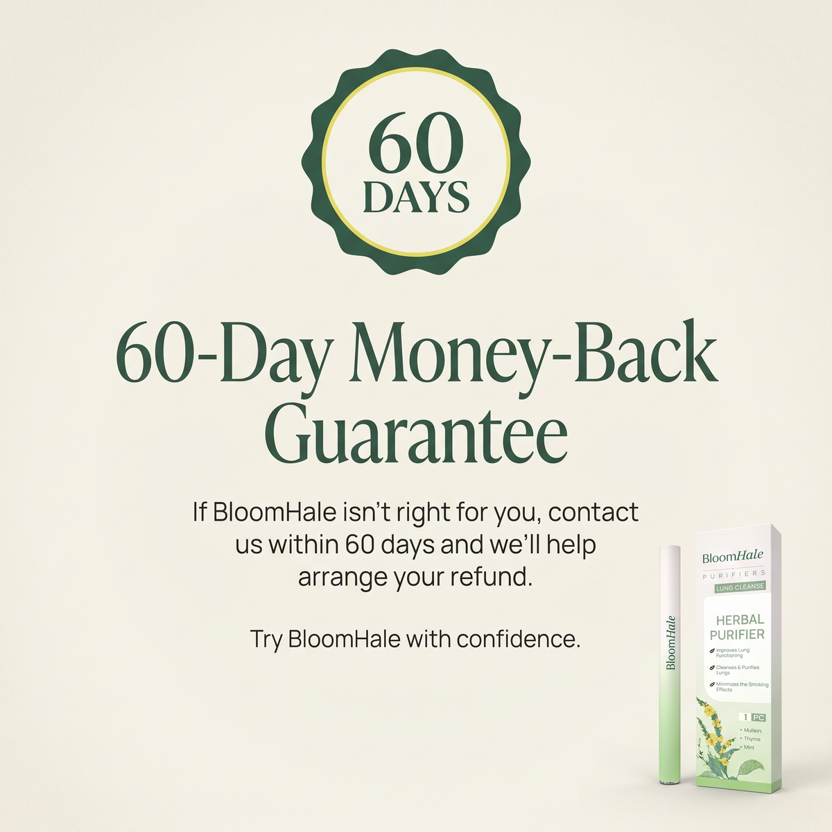 BloomHale 60-day money-back guarantee